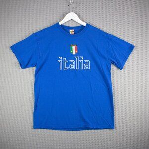 Italia Embroidered Tee Y2K 2000s Fruit of the Loom Mens L